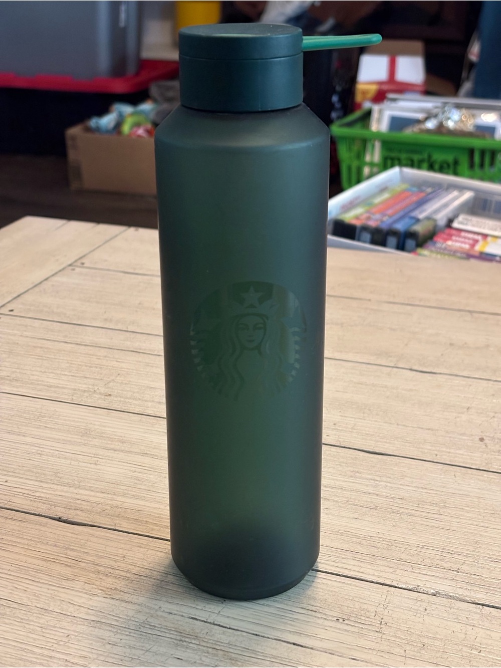 Starbucks 24oz 710mL Green Tritan Plastic Water Bottle Screw Top Carry Loop